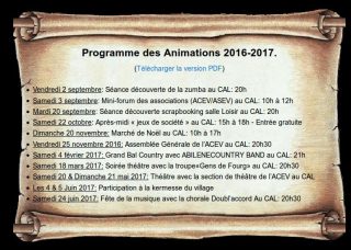 Lire la suite à propos de l’article Programme de rentrée 2016/2017 de l’ACEV